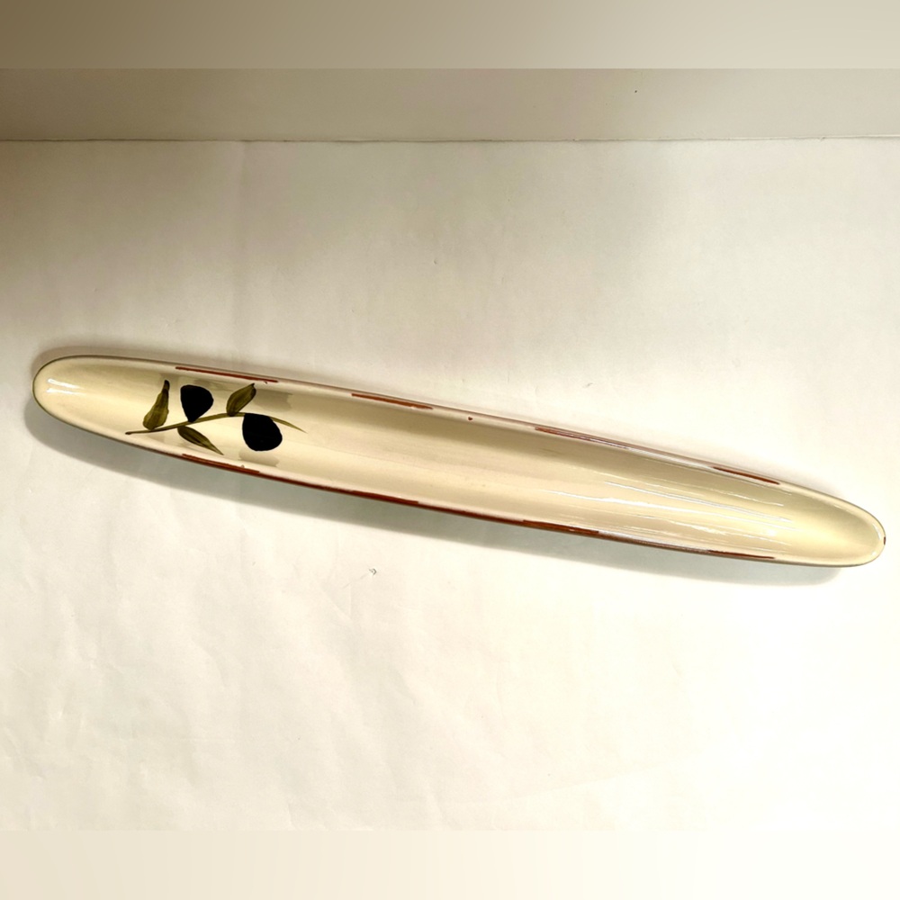 OLIVE TRAY / PLATTER - Ceramic, Cream & Brown